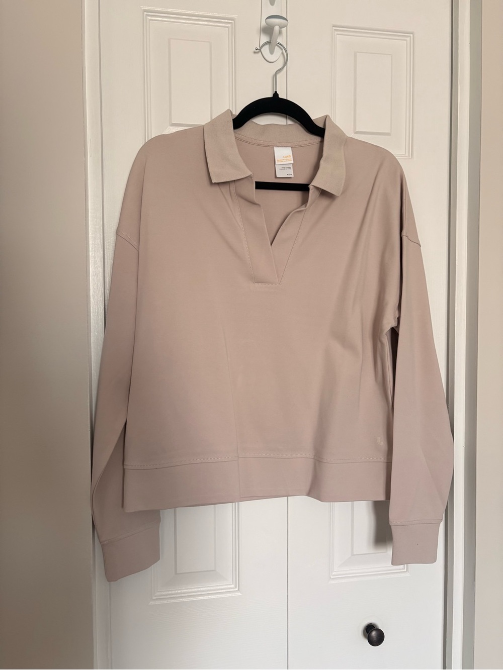 Lole Women's Collared Long-Sleeve Pullover - Beige with Rosy Undertones